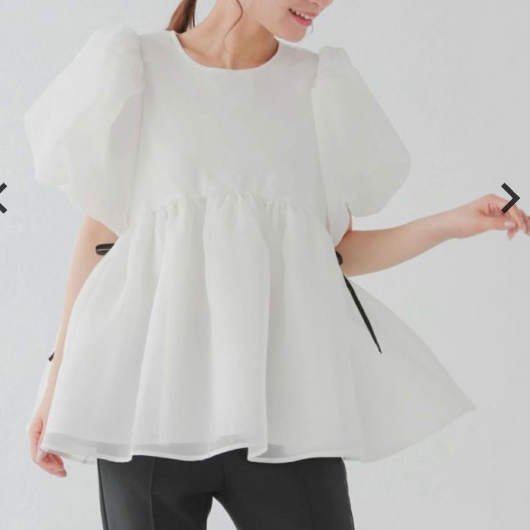 フィットモア　クリンクルシアーオーガンジーペプラムトップス