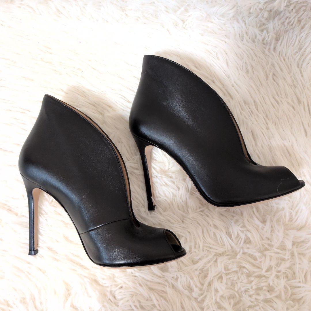 【極美品】Gianvito Rossi オープントゥヒールパンプス 黒 22cm