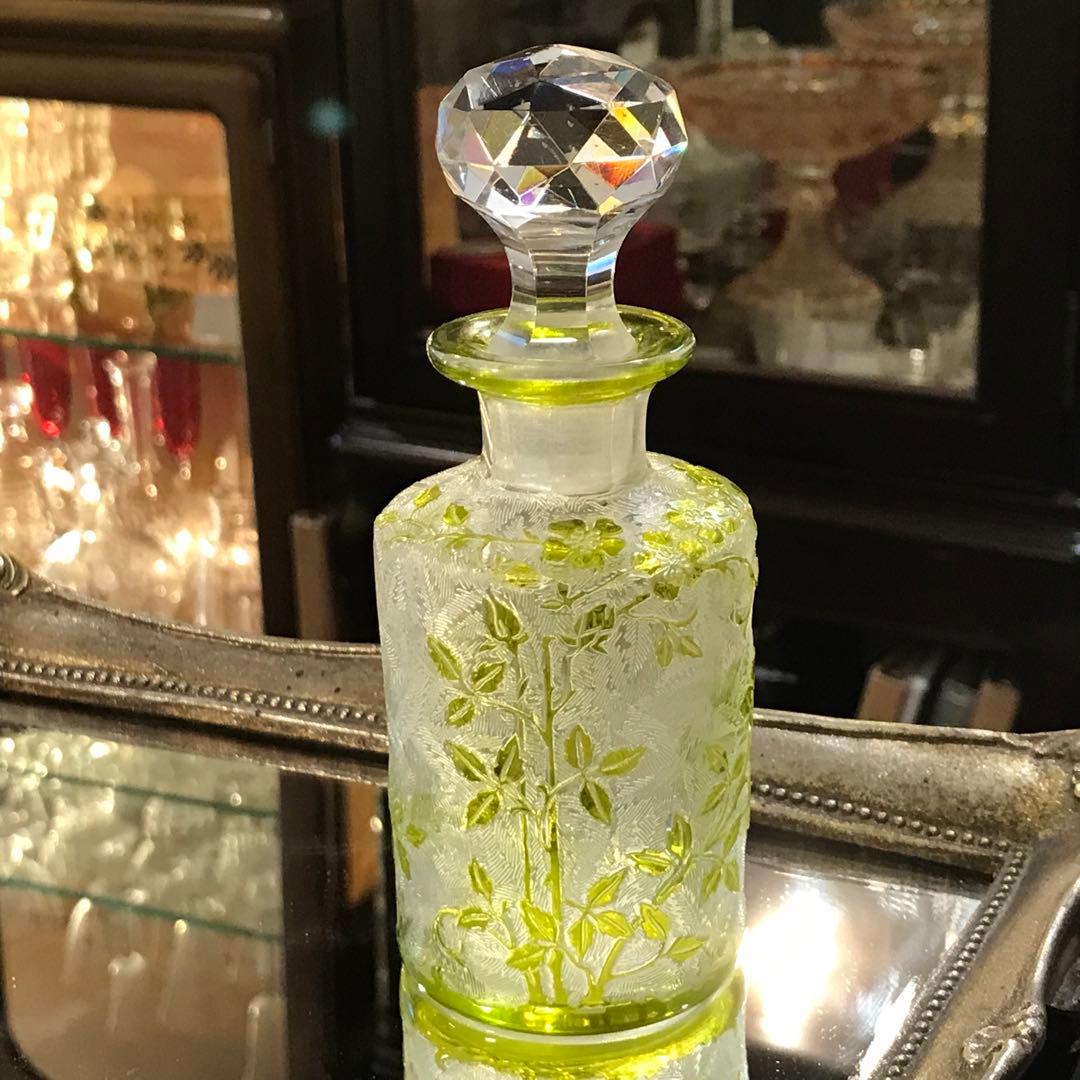 人気★珍しいモスグリーン★オールドバカラBACCARATエグランティエ♡野薔薇♡