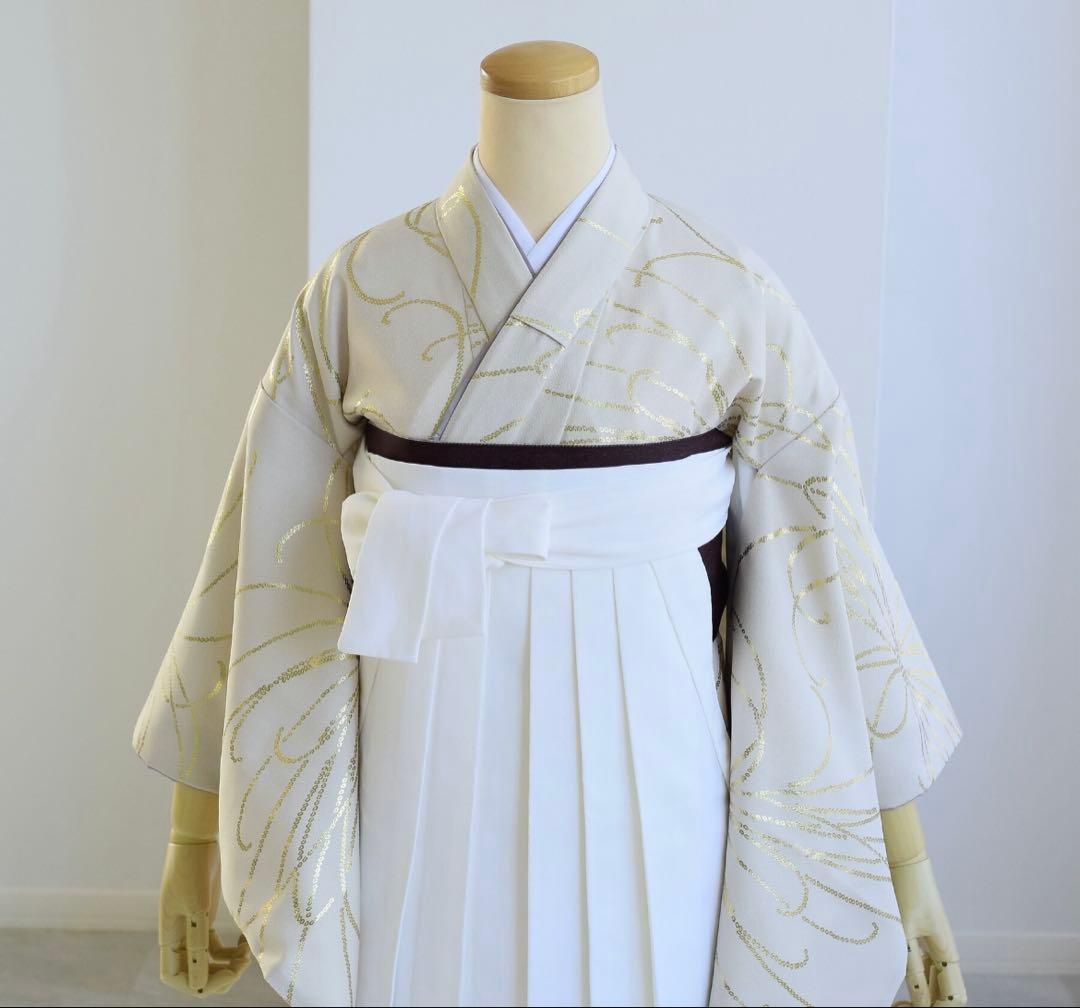 ヒ*リ様 着物・長襦袢 2点セット ベージュ金彩・糸菊