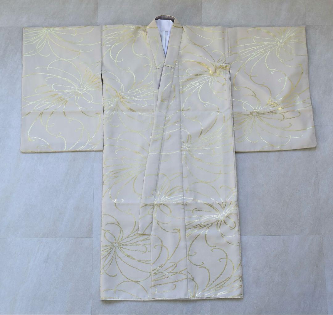 ヒ*リ様 着物・長襦袢 2点セット ベージュ金彩・糸菊
