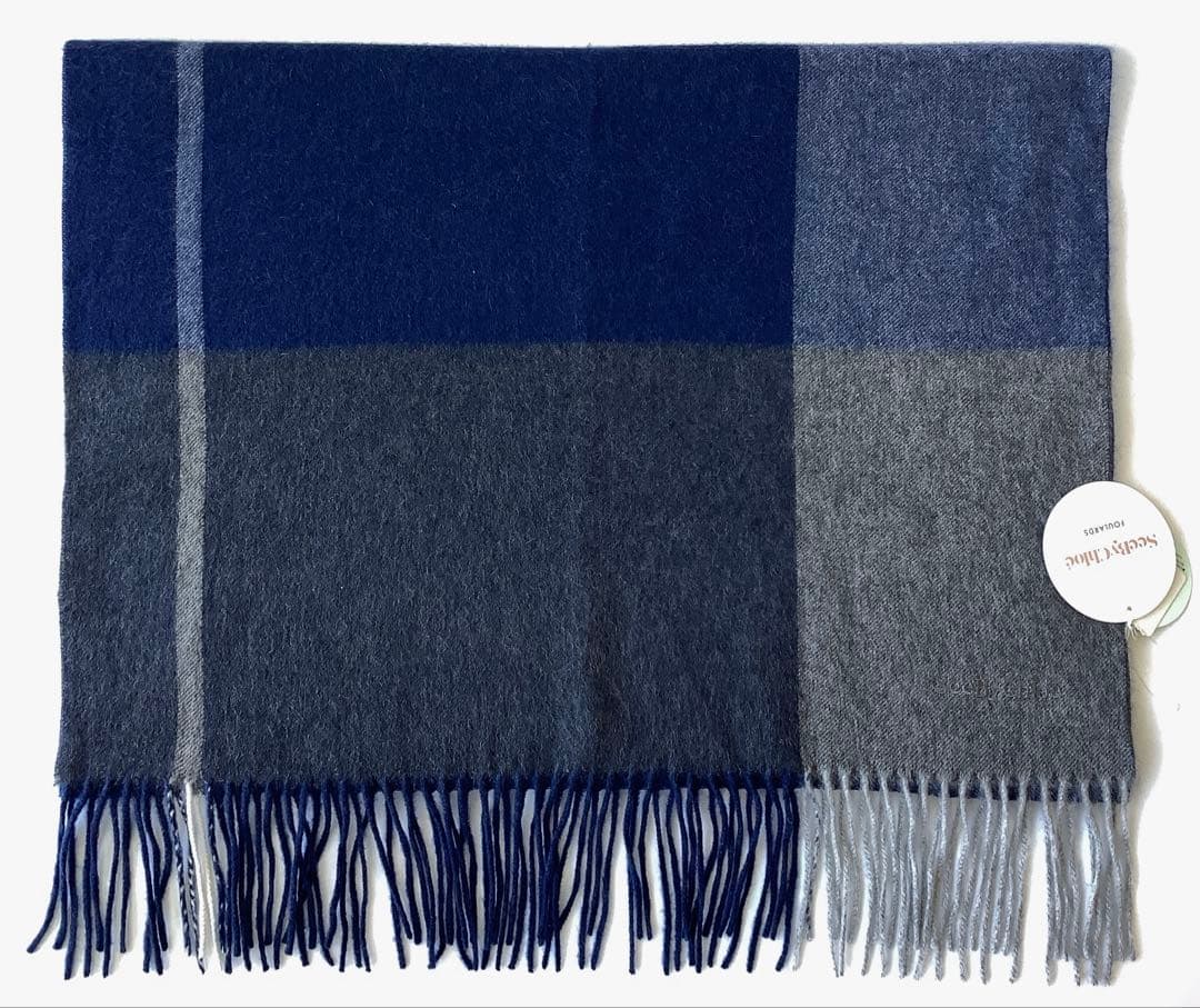 新品★シーバイクロエ★カシミヤ ストール マフラー ショール幅60㎝★ネイビー系