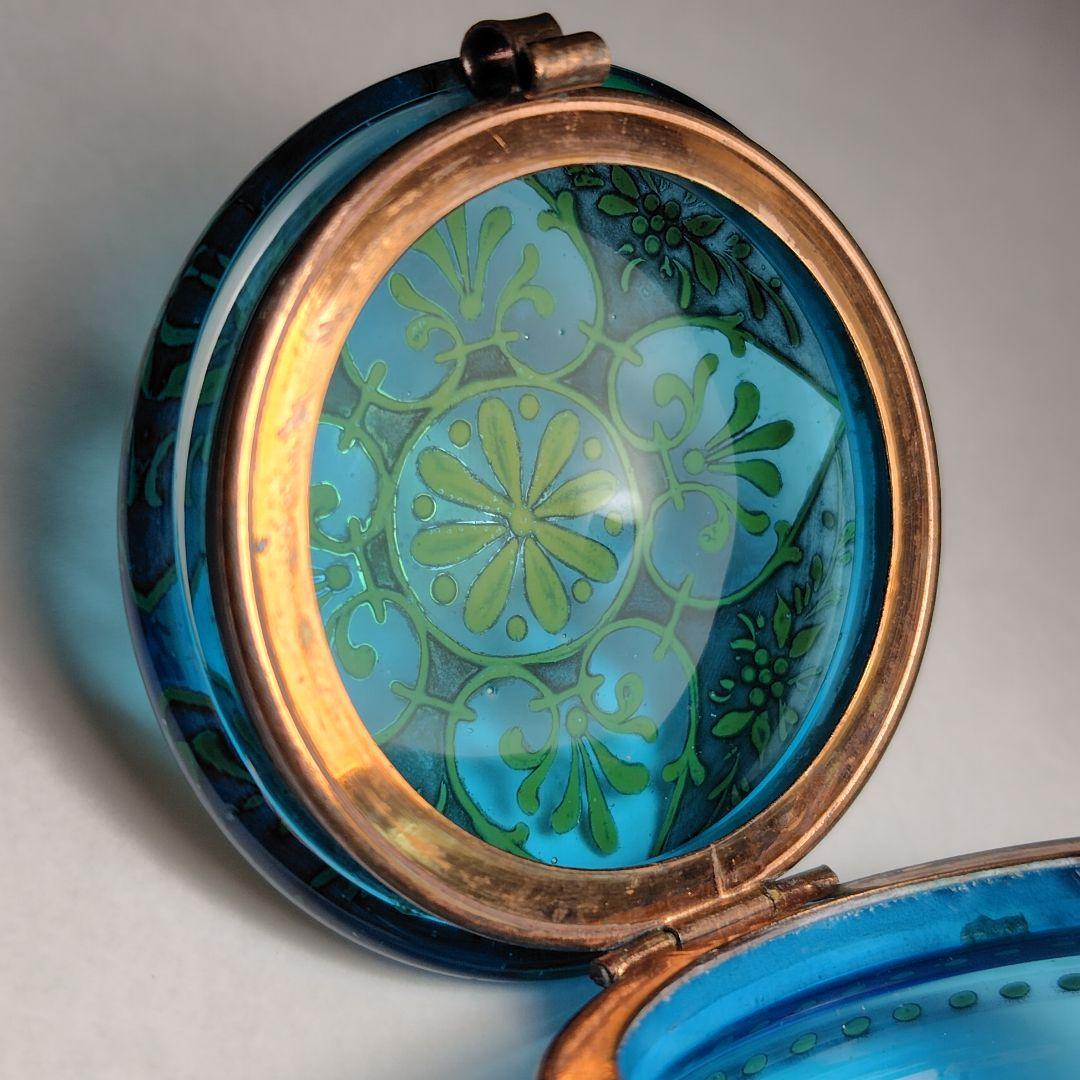 フランスアンティーク　トリンケットボックス　小物入れ　エナメルガラス