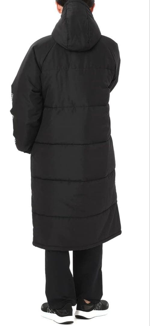 ニューバランス 黒 パデッドロングコートAWJ45400）ベンチコート 中綿 S