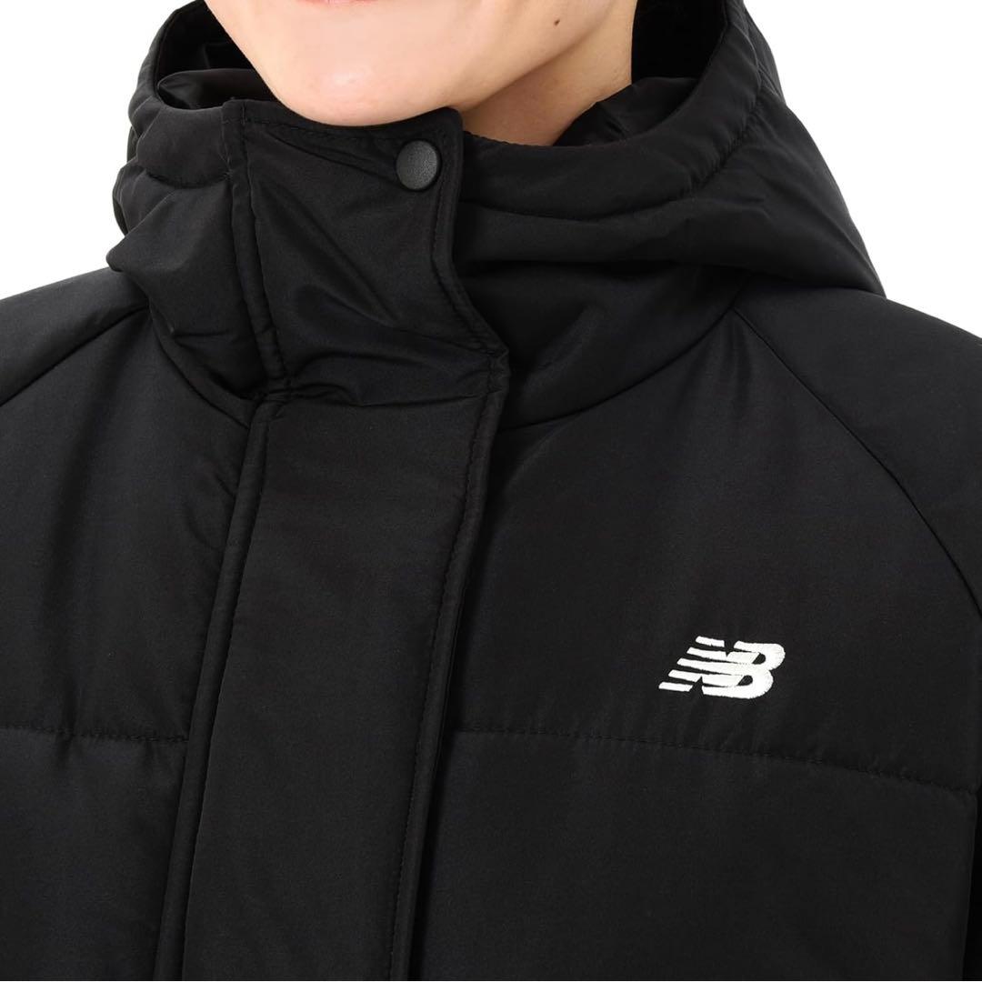 ニューバランス 黒 パデッドロングコートAWJ45400）ベンチコート 中綿 S