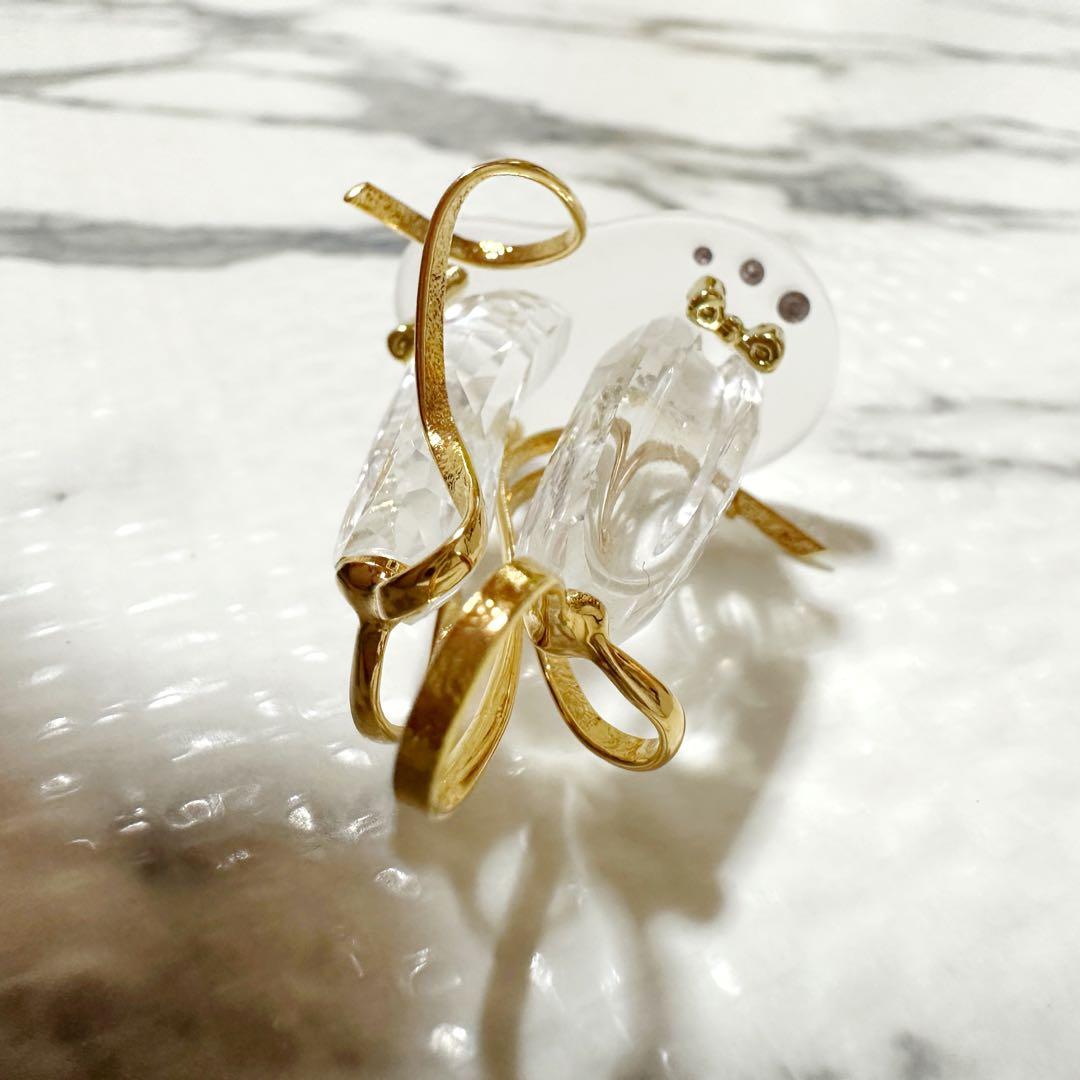 美品 スワロフスキー クリスタル バレエシューズ 置物 ゴールド