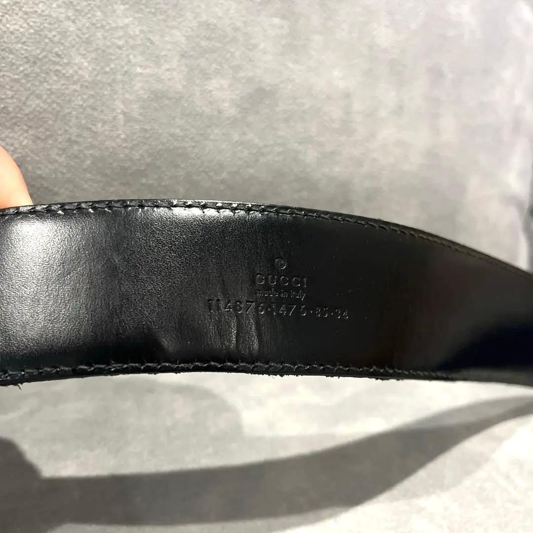 GUCCI ブラックレザー GGロゴ ベルト