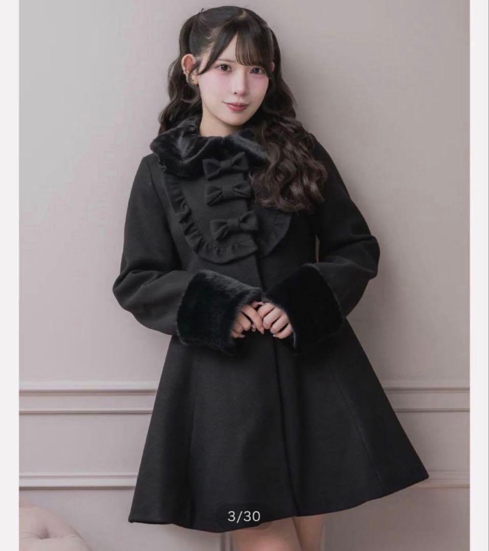 専用♡【 pium 】ヨークフリルドーリーリボンコート ブラック