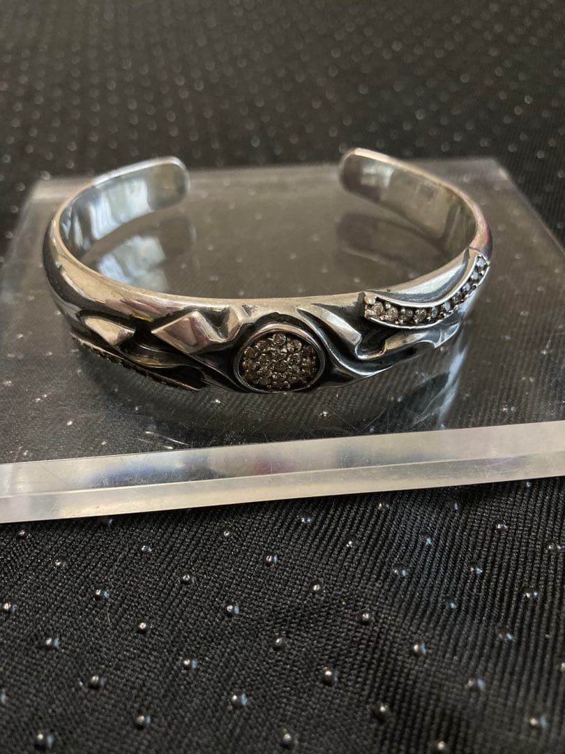 廃盤ウィリアムウォレスシルバー925ジルコニアダイヤモンドバングルフリーサイズ