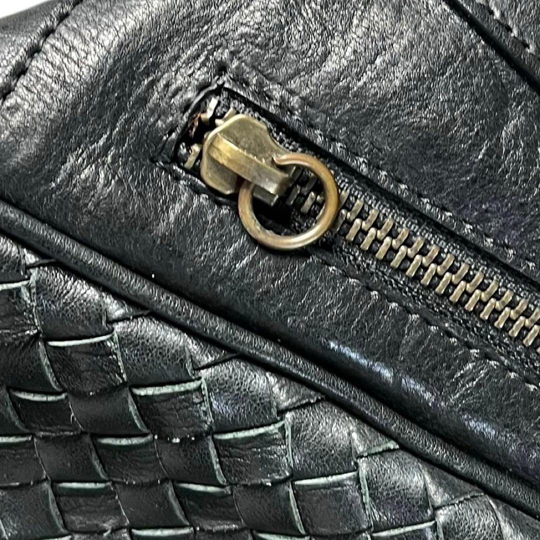 美品 FALORNI ファロルニ 編み込み ボストンバッグ メンズ レザー 旅行