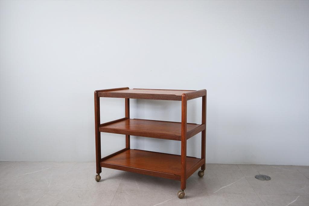 英国アンティーク木製キッチンワゴン/トロリーテーブル/チーク材机(92-136)