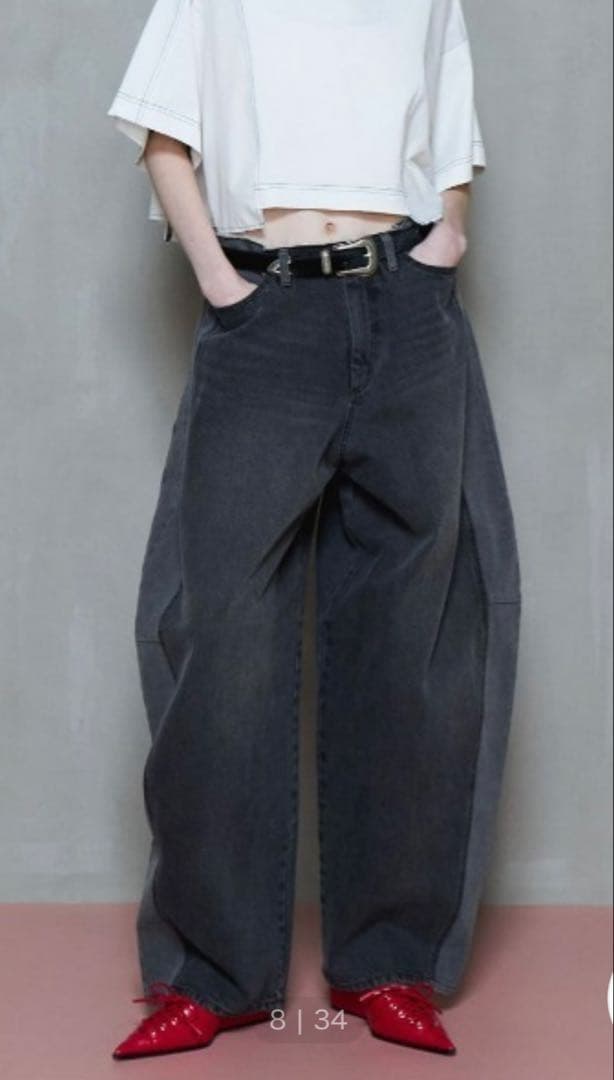 Curve Denim Pants/カーブデニムパンツ　ブラック　38