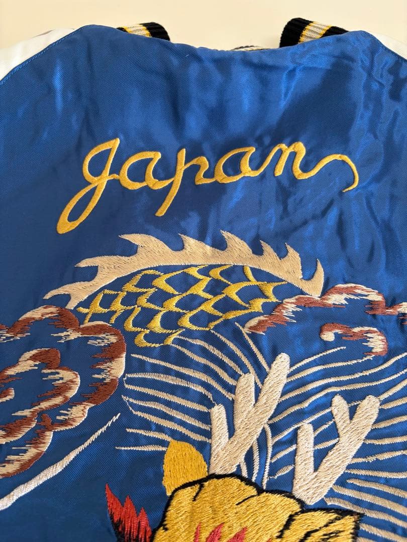 テーラー東洋　スーベニアジャケット　ホワイトタイガーxゴールドドラゴン　サイズL