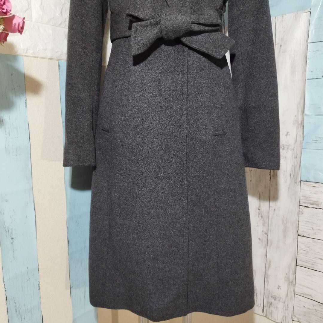 UNTITLED カシミヤ 100% リボンベルト ダークグレー ロングコート