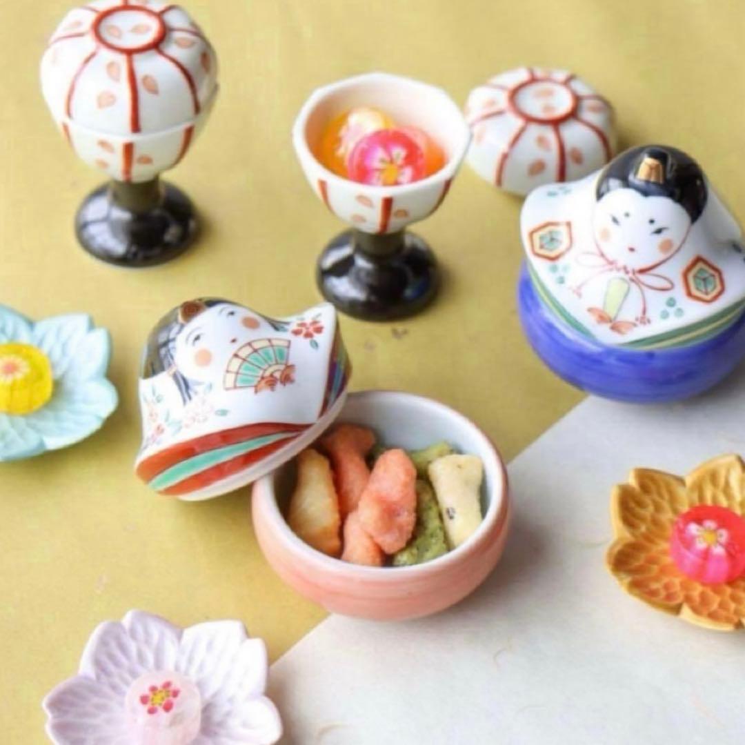 【☆特別価格☆】【新品】【大人気】有田焼幸楽窯　雛人形&ぼんぼり珍味入4点セット