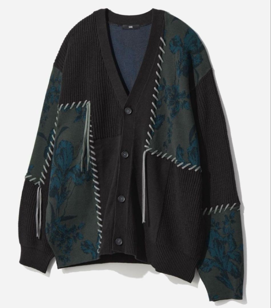 パッチワークガラニットカーディガン HARE 黒