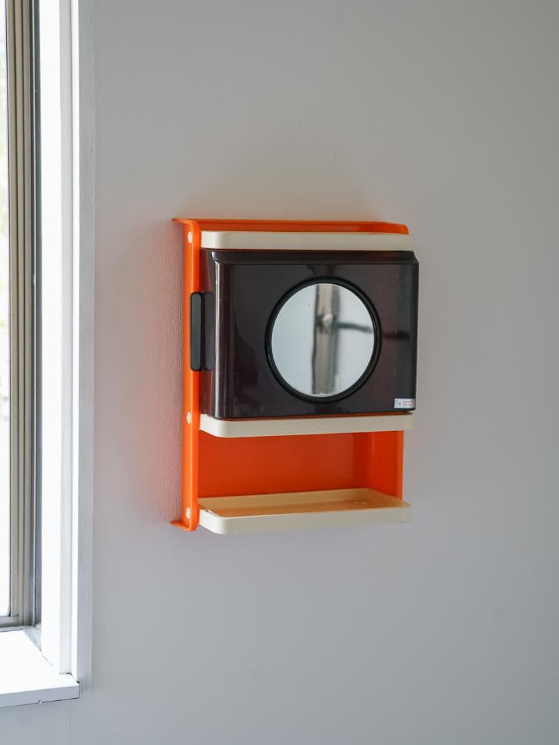 60-70's ミラー付 ウォールシェルフ/棚 スペースエイジ レトロポップ