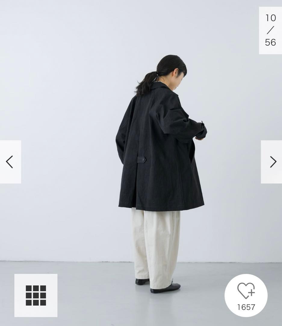 新品タグ付◆ かぐれ コットンバックタックショートコート　ブラック