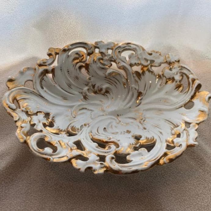 マイセン　金彩　透かし　楕円皿