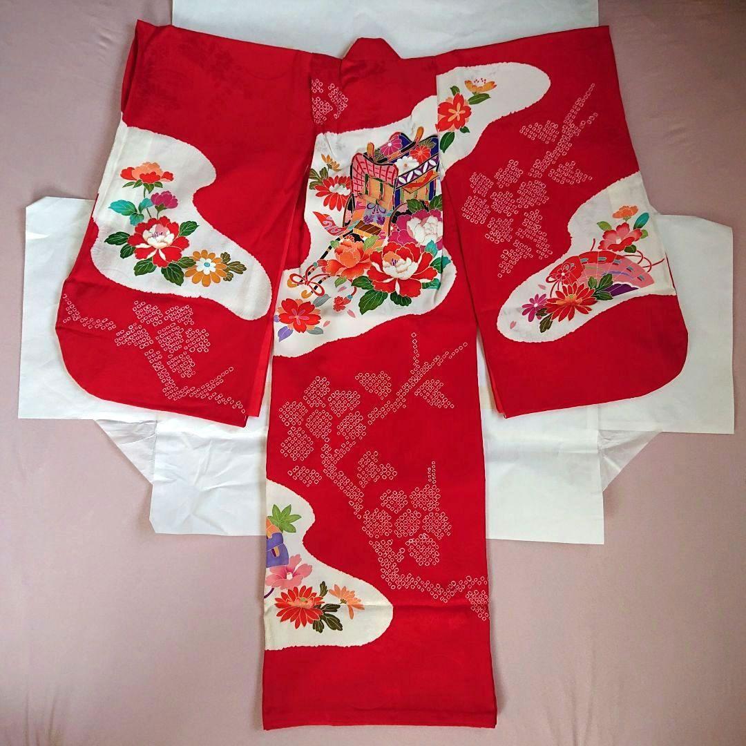 ③七五三 着物 赤 半襟付