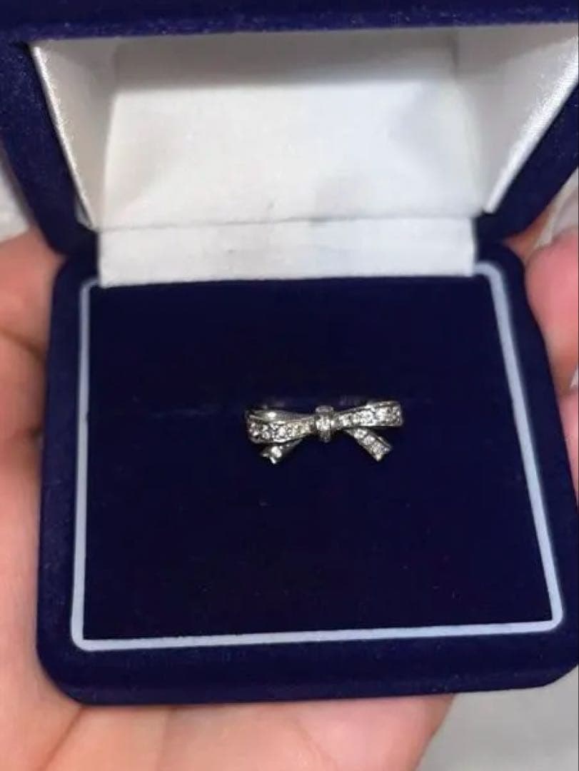 k18 wg リボン ダイヤ リング ホワイトゴールド 8号
