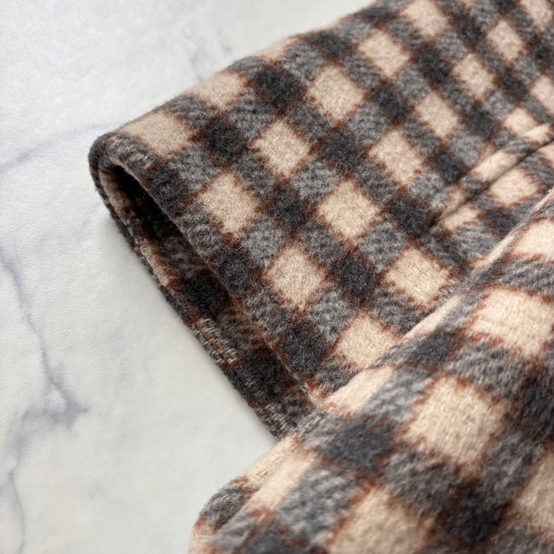 SLOBE IENA チェックスタンドコート　ロングコート　ウール◆6724