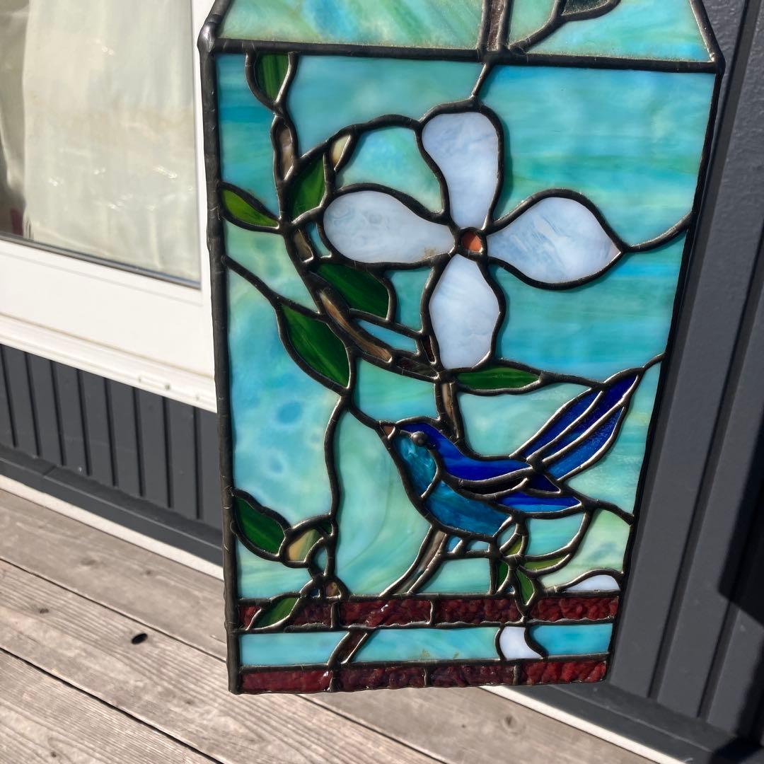 ステンドグラスランプ アイアンスタンド フロアランプ 鳥 花柄 フロアスタンド