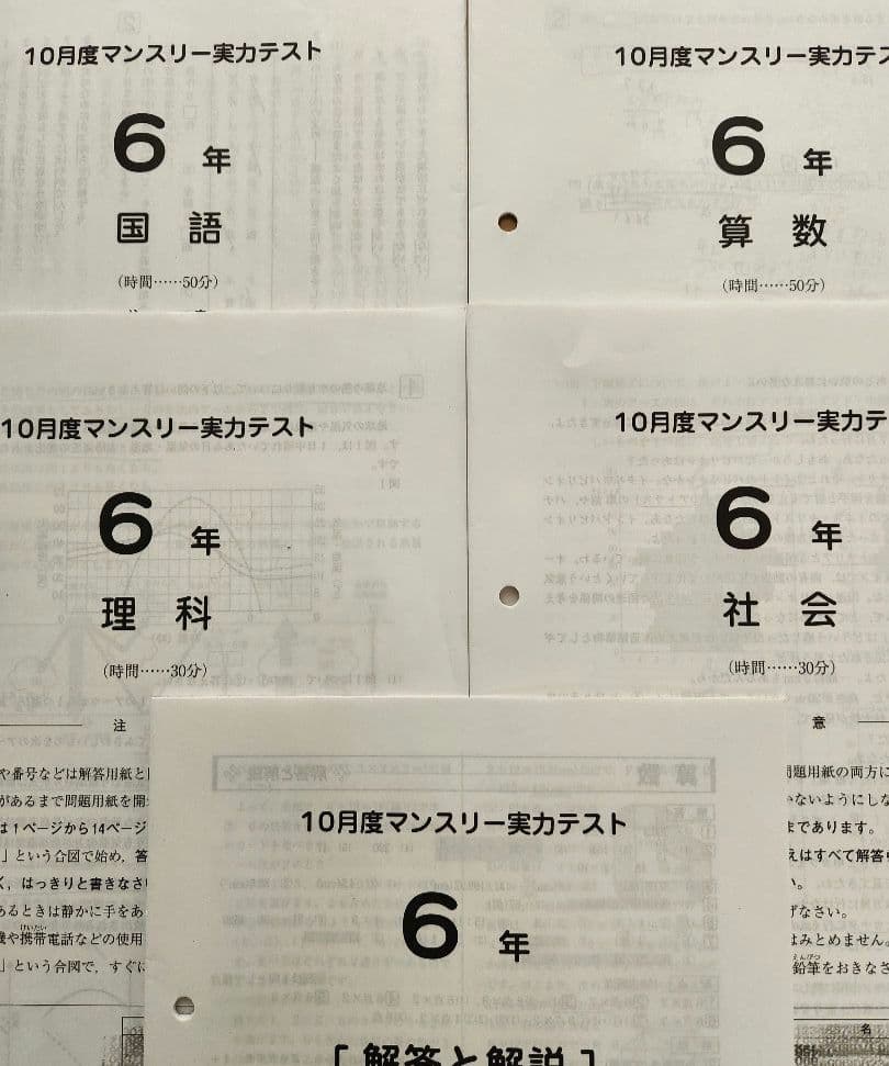【最新版】2025年度 SAPIX 6年 マンスリー　組分け復習テスト　欠番なし