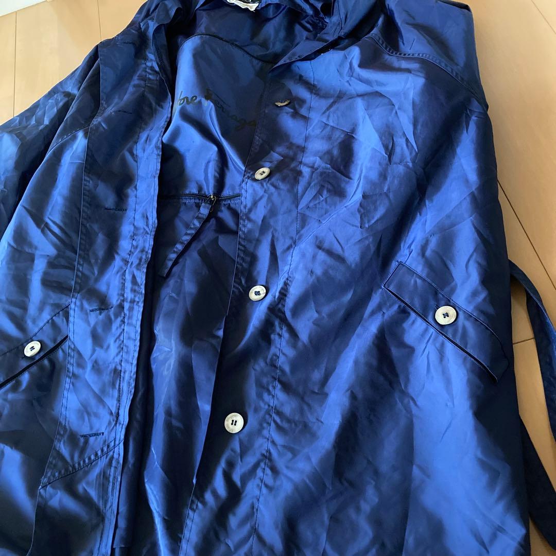 フェラガモ　ネイビー パッカブル　レインコート ベルト付きステンカラーコート