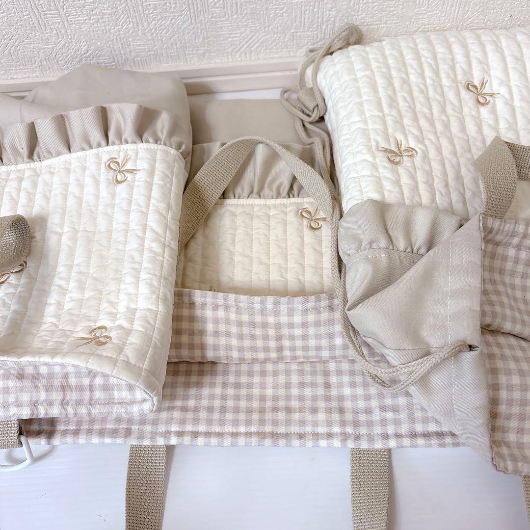 レッスンバッグ 上履き入れ　ナップサック　ヌビ　リボン刺繍