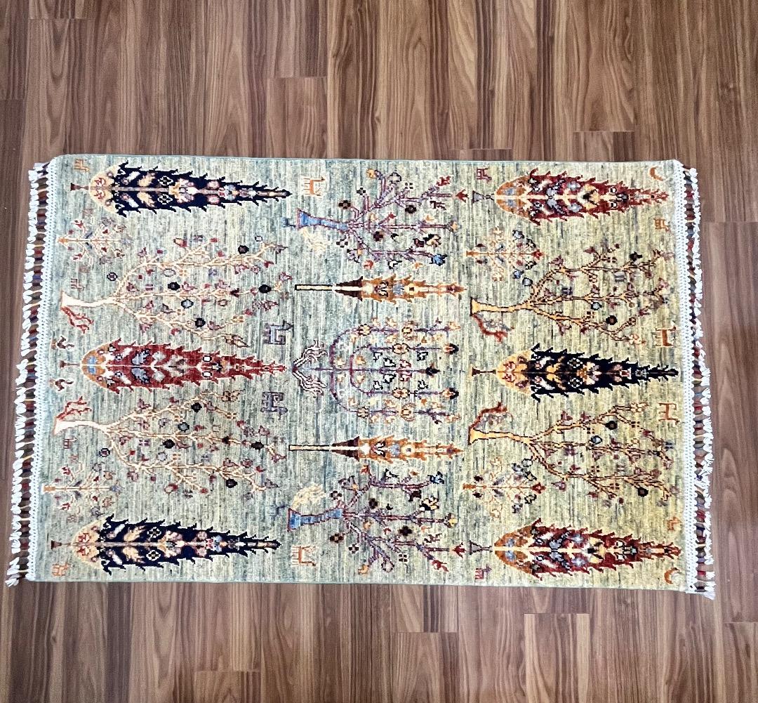 アフガニスタン製 手織りウール・コットンラグ サイズ：97 × 146 cm