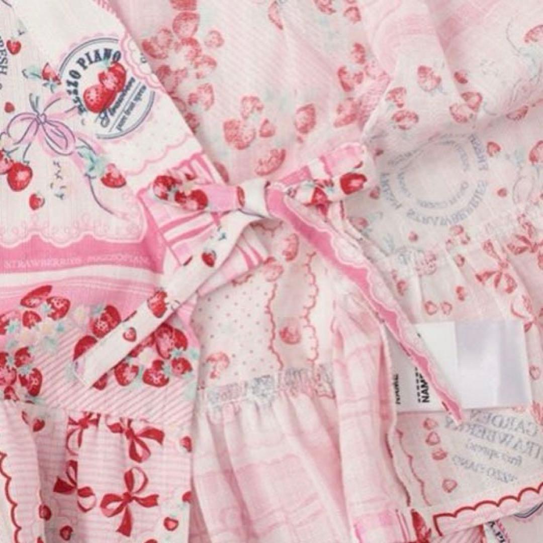 メゾピアノ いちごハンカチ柄　浴衣ドレス　100