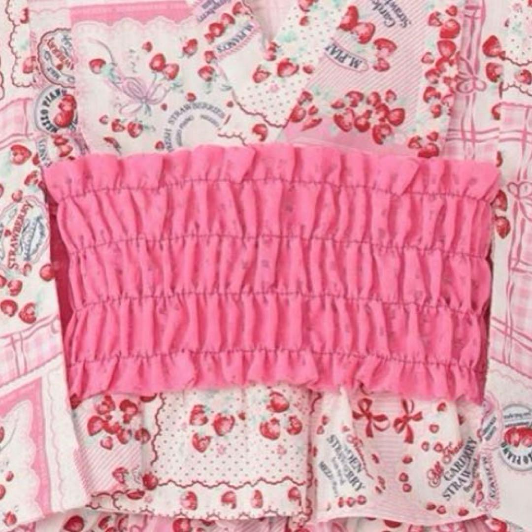 メゾピアノ いちごハンカチ柄　浴衣ドレス　100