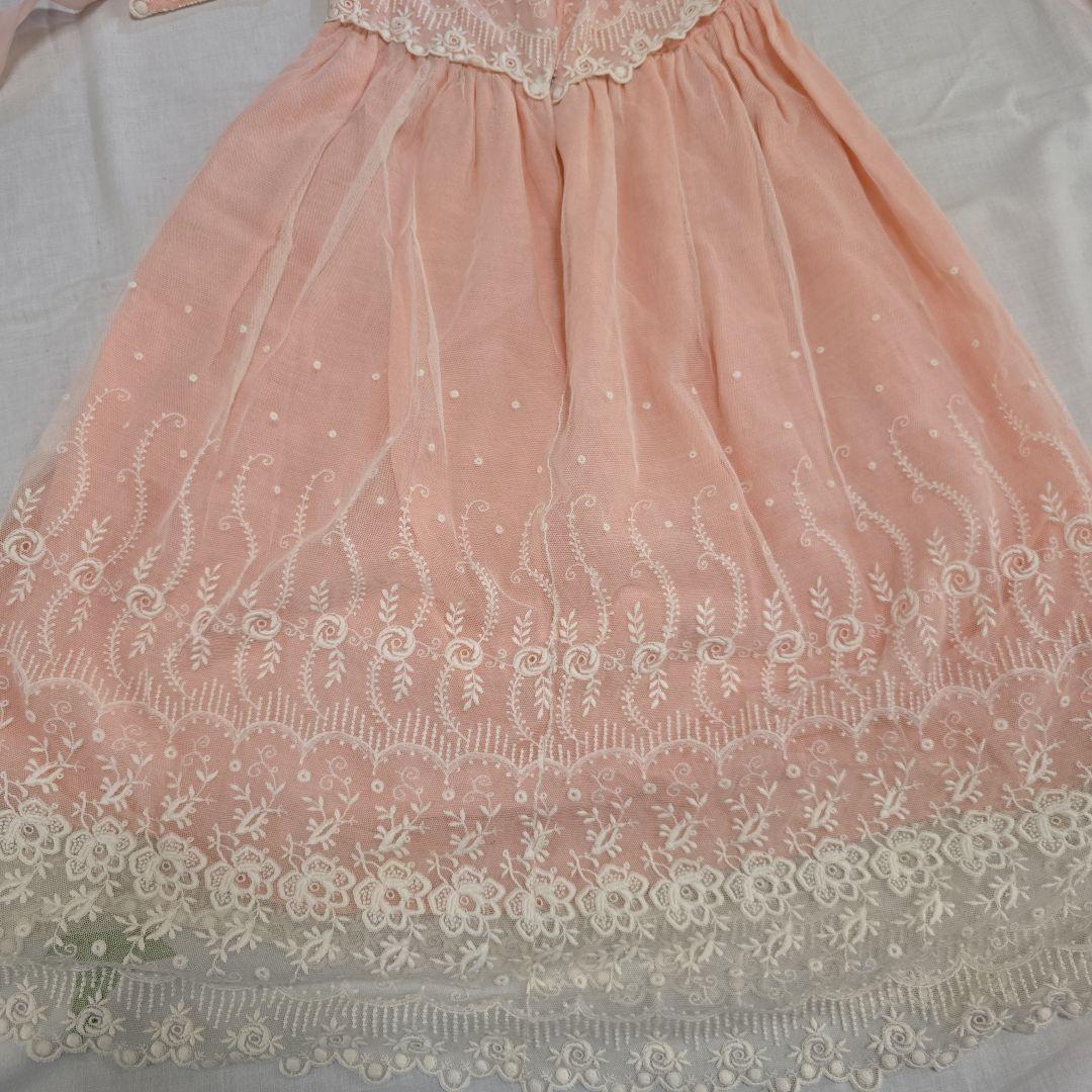 アンティークビスクドール　ドレス　フランスアンティーク　レースドレス　ボネ付き