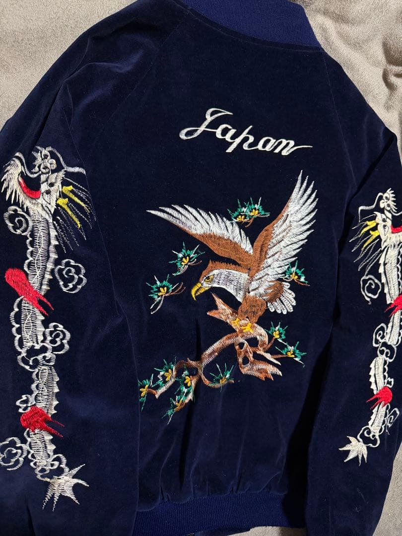 別珍 Vintage 90s 日本限定 スカジャン 鷹 龍 unisex YKK