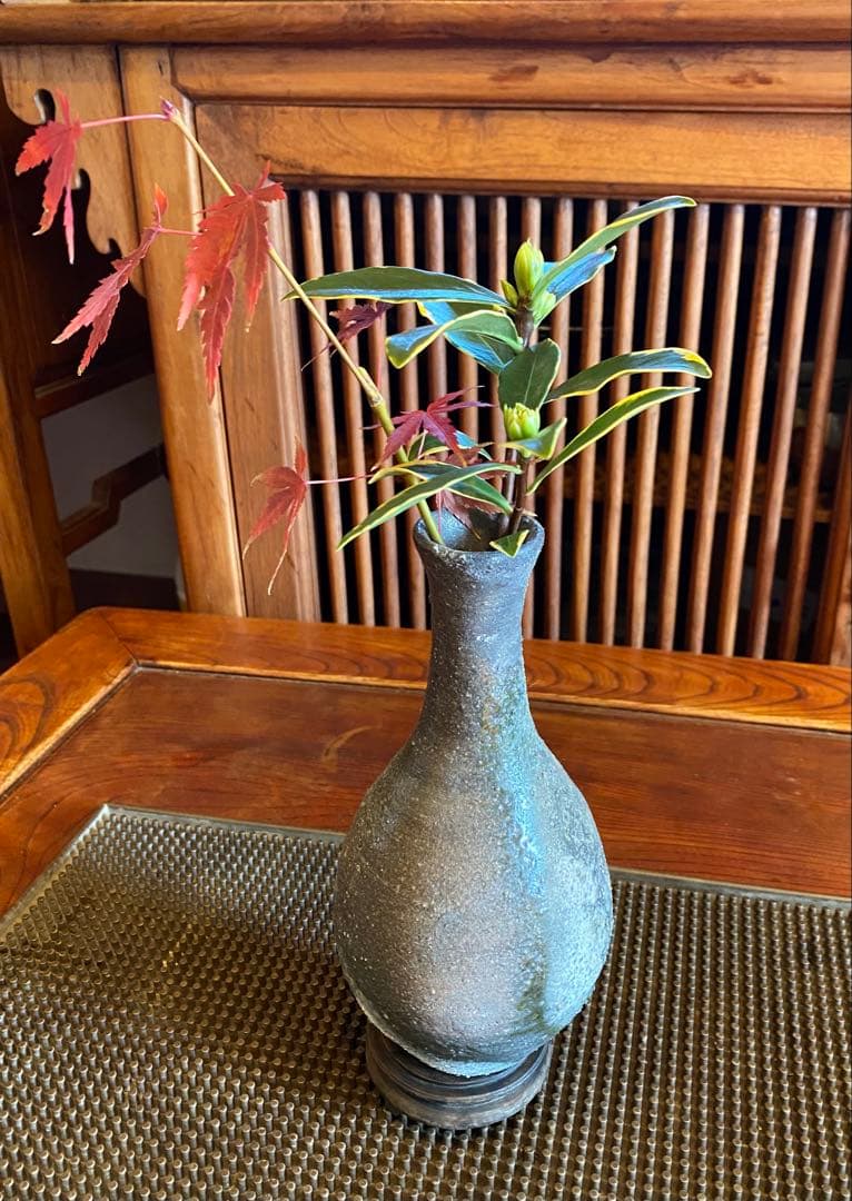 古美術　薪窯常滑焼　一輪挿し・花器　 4点セット ヴィンテージ　レア