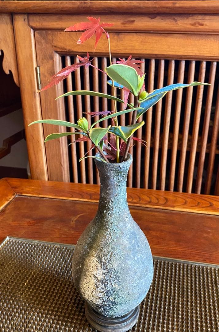 古美術　薪窯常滑焼　一輪挿し・花器　 4点セット ヴィンテージ　レア