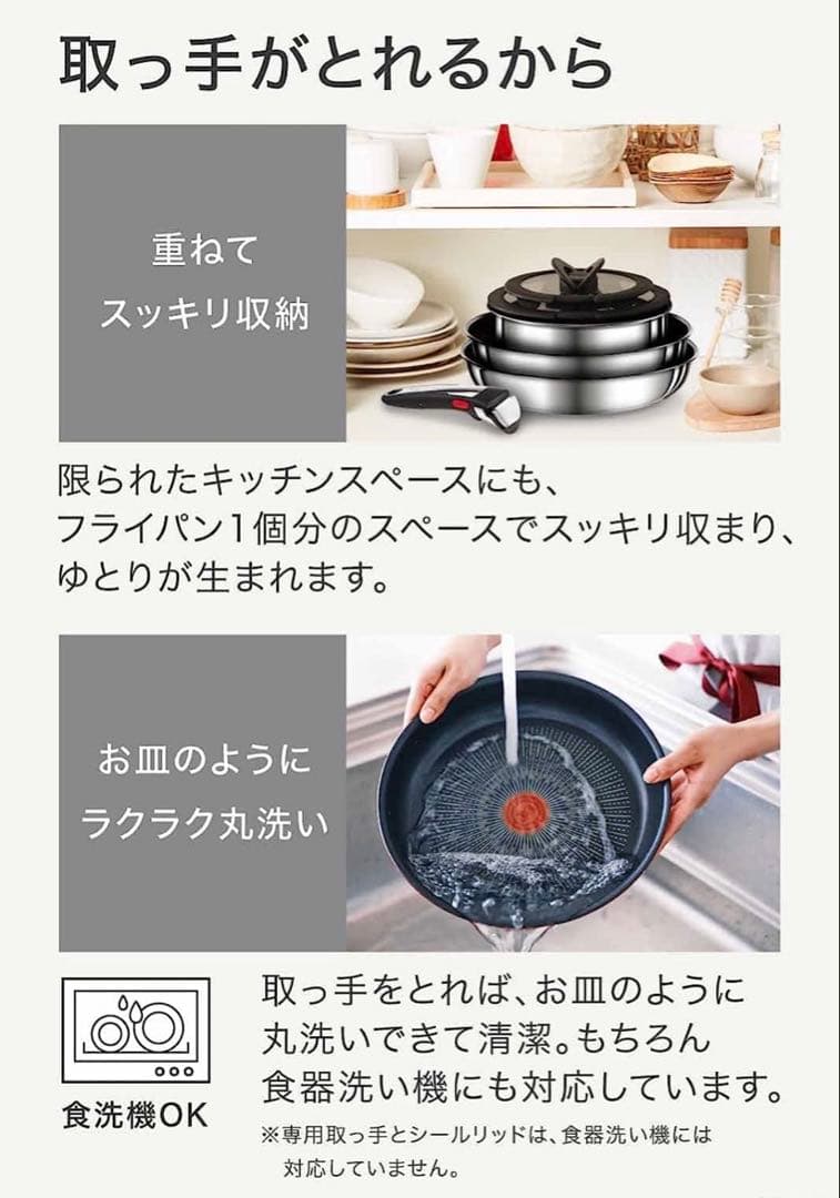 【22cm蓋付き】ティファール　フライパン　ステンレスIH対応取っ手付き
