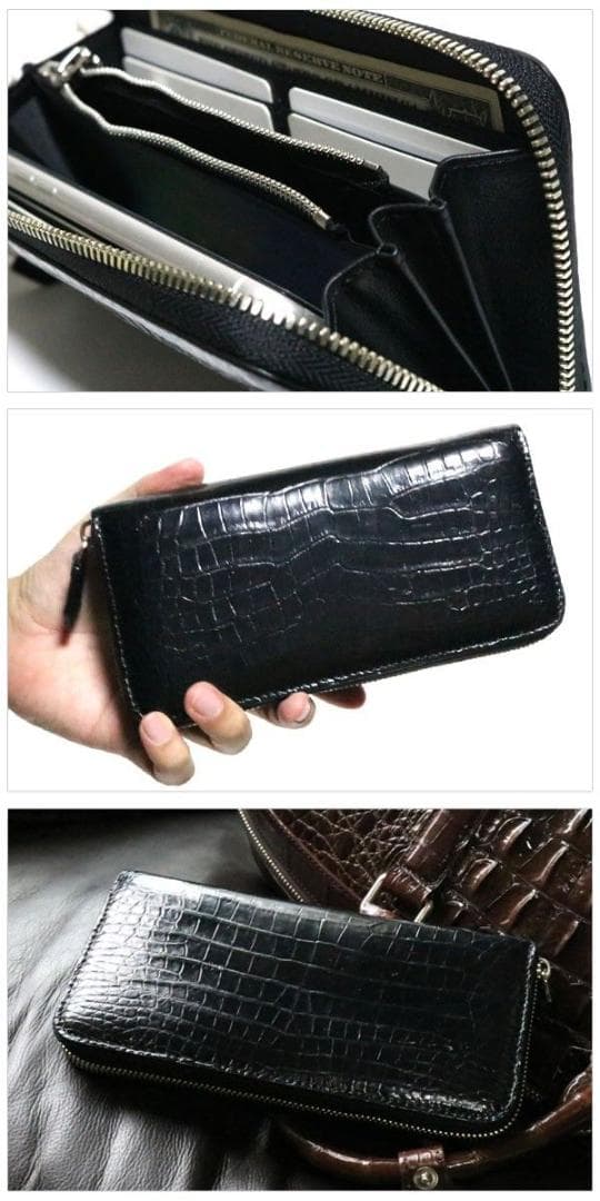 X-50 クロコダイル 長財布 黒色 メンズ 新品 未使用 ラウンドファスナー