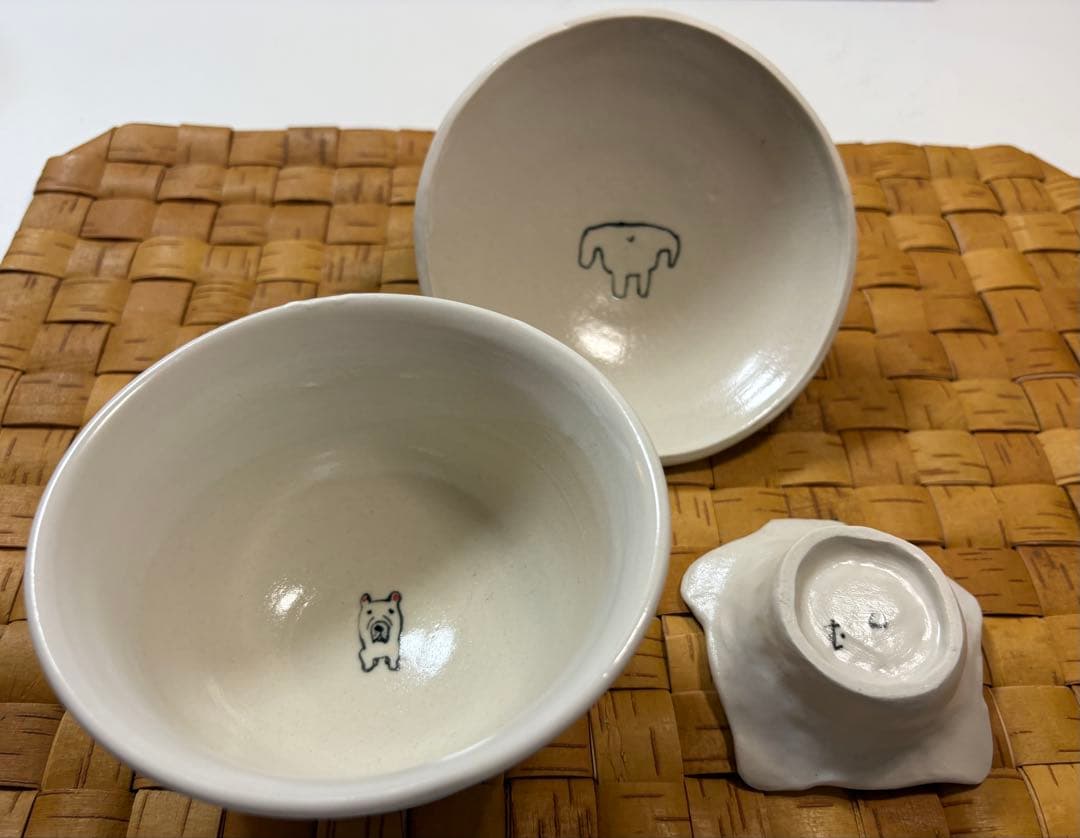 室井夏実さん 犬丼ぶり大・小 小皿4点セット