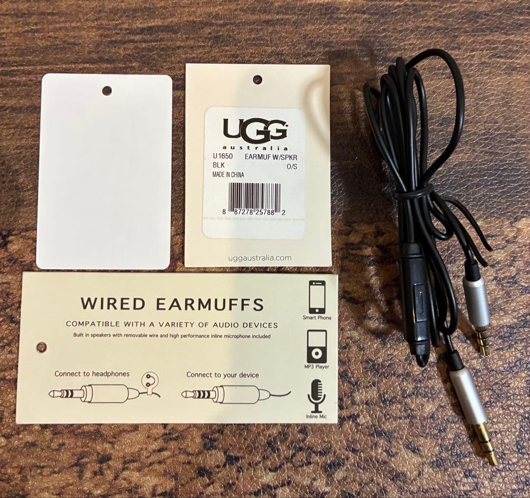 新品同　UGG アグ　ムートン耳当て　イヤー マフラー　イヤホン付　黒