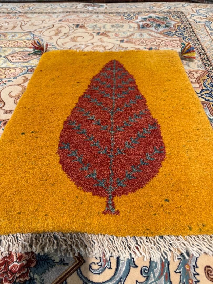 ギャッベ 56x44cm ペルシャ絨毯 手織り ギャベ 玄関マットラグ 絨毯