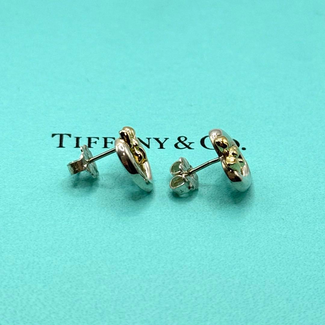 美品 ティファニー ピアス リボン ハート コンビ 750 925