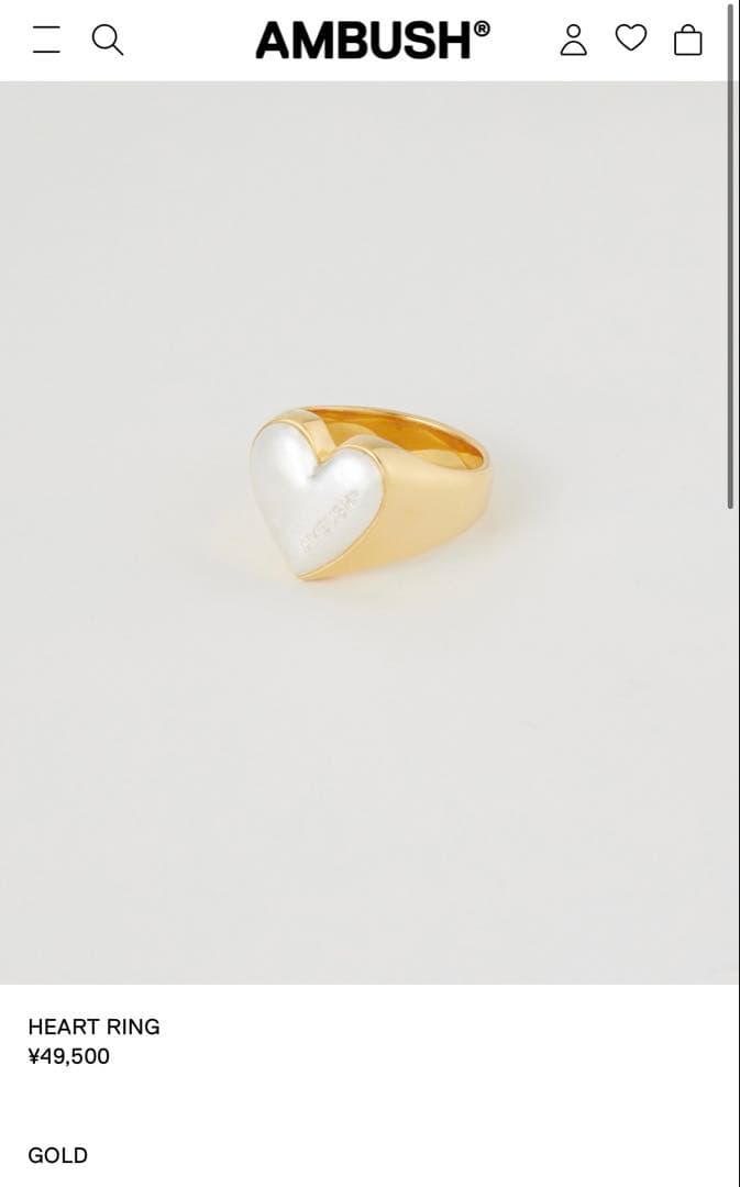 AMBUSH Heart Ring (ハート型ゴールドリング)