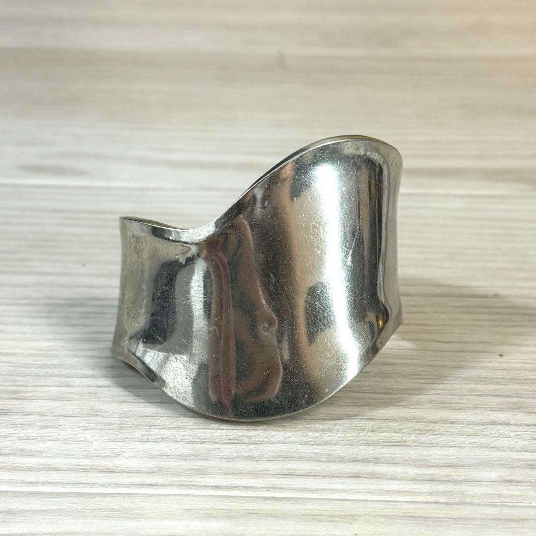 極太　メキシカンジュエリー　シルバー925 バングル　ボーンカフ　MEXICO