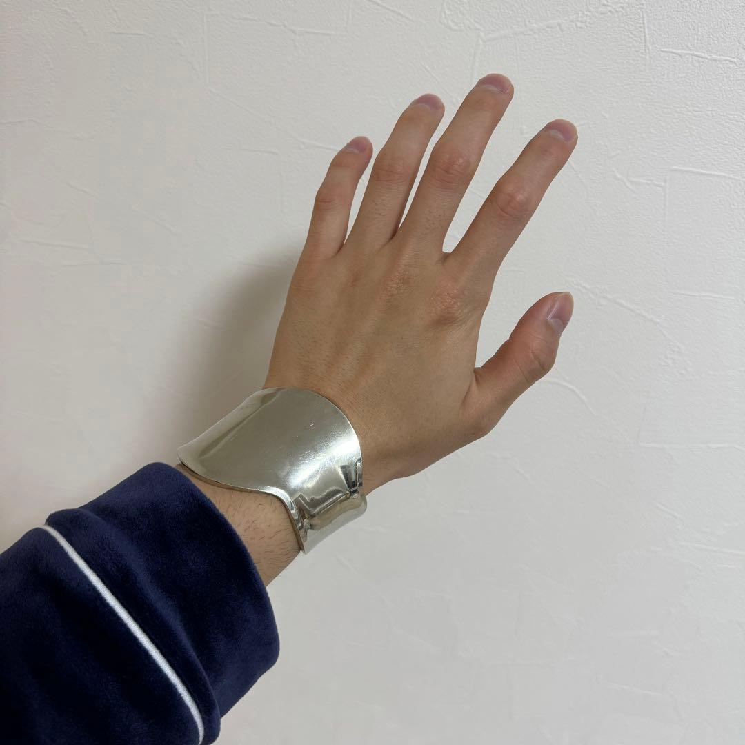 極太　メキシカンジュエリー　シルバー925 バングル　ボーンカフ　MEXICO