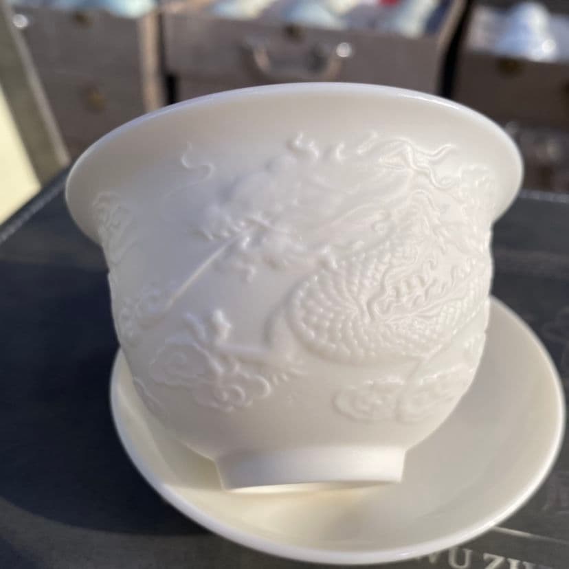 中国茶器 浮彫り龍紋功夫茶器セット 新品未使用