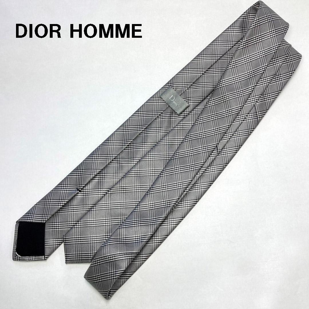 美品 Dior Homme ディオールオム エディ期 グレンチェックナロータイ