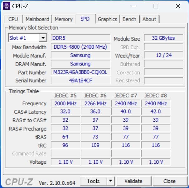 Samsung DDR5-4800 32GB×2枚 動作確認済み