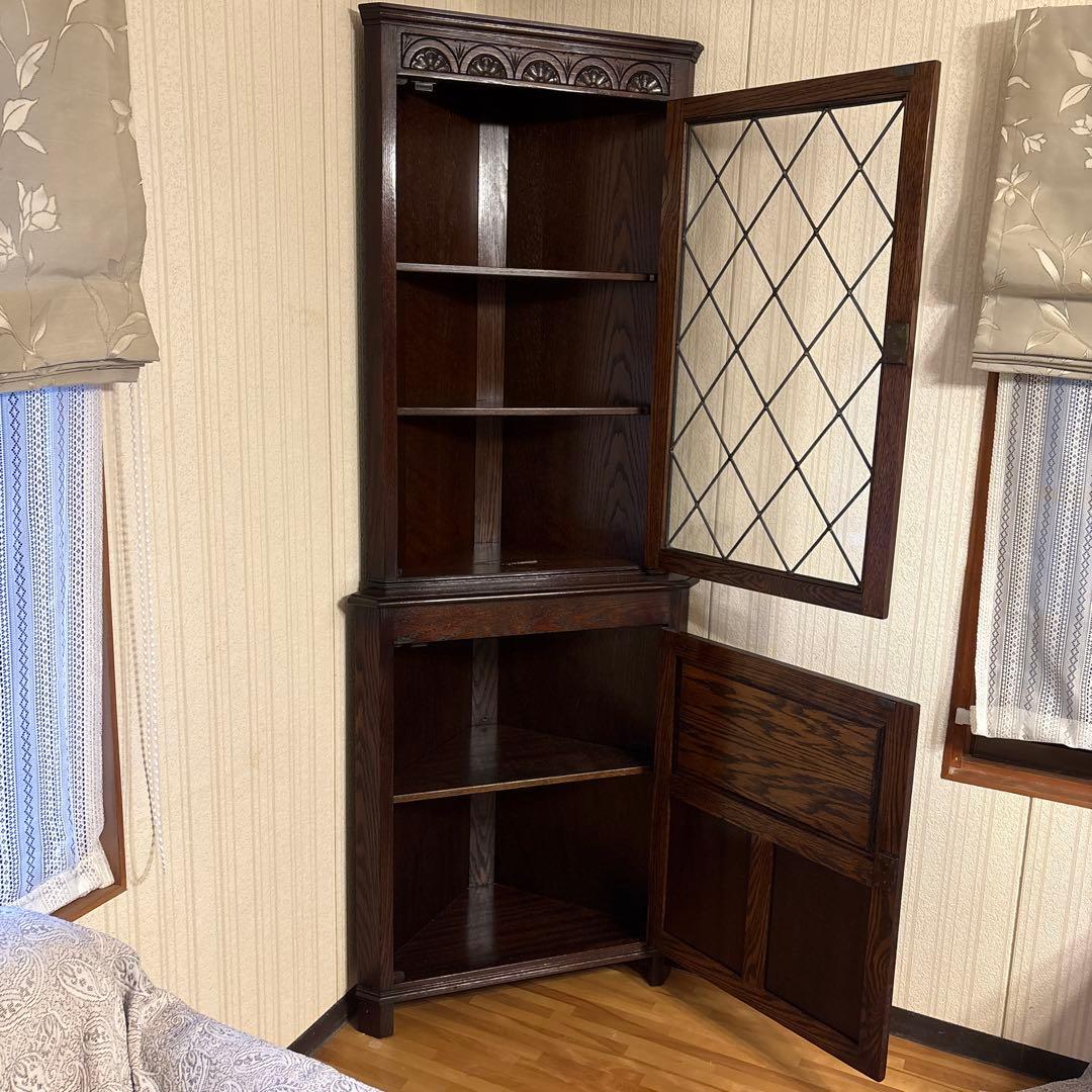 英国製ジェイシーファニチャー製アンティーク家具飾り棚コーナーキャビネット良品！
